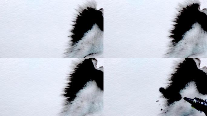 喷溅黑色墨水对纸张的影响