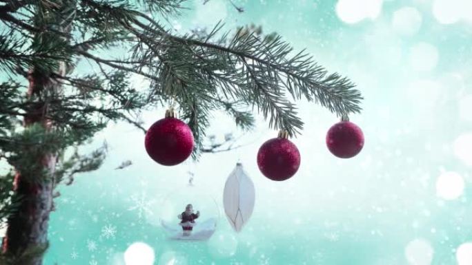 4k视频圣诞冬季新年树背景