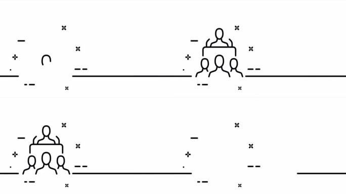 听众周围的人。老师，讲座，解说员，麦克风，讲师，学习，学生，教育。学习概念。一个线条画动画。运动设计
