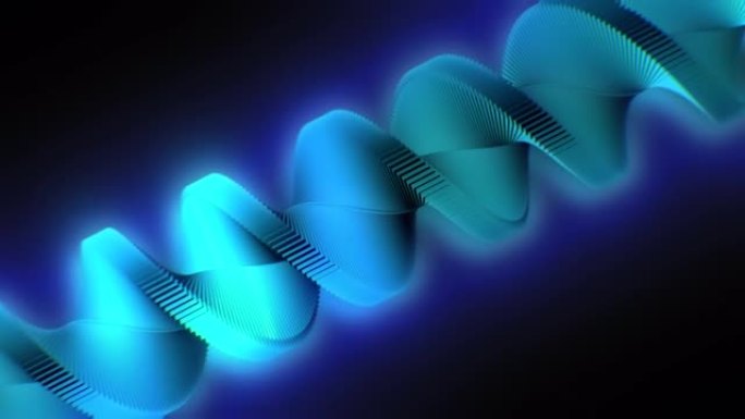 旋转明亮发光的蓝色不寻常美丽的脱氧核糖核酸螺旋背景宇宙黑暗高分辨率4k抽象动画运动设计