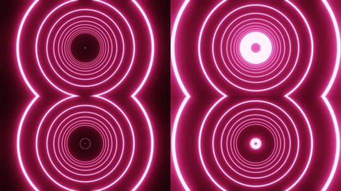 抽象VJ循环霓虹灯圈3D动画背景