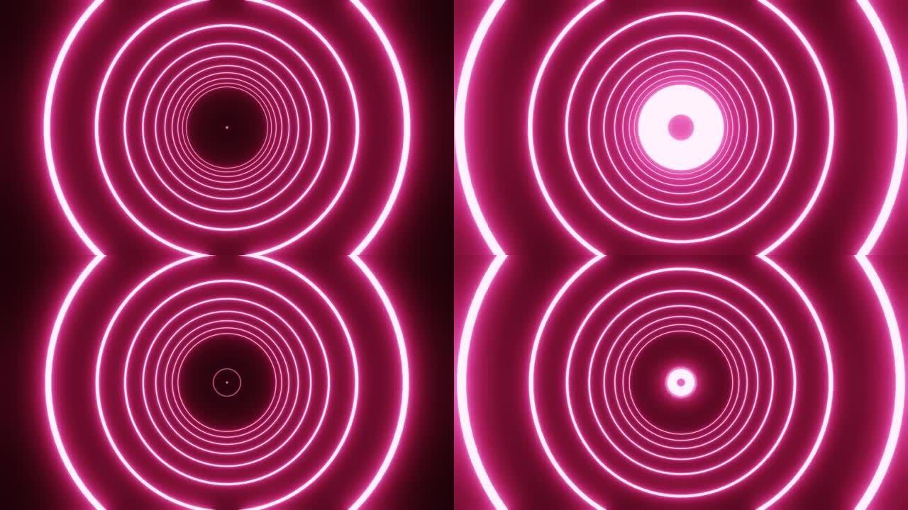 抽象VJ循环霓虹灯圈3D动画背景