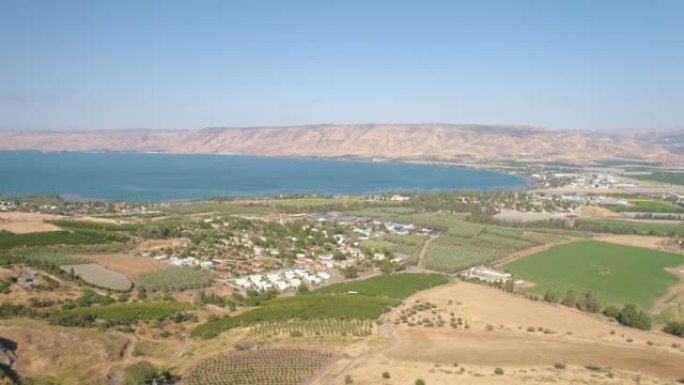 以色列加利利海Alumot农村地区湖泊的鸟瞰图。
