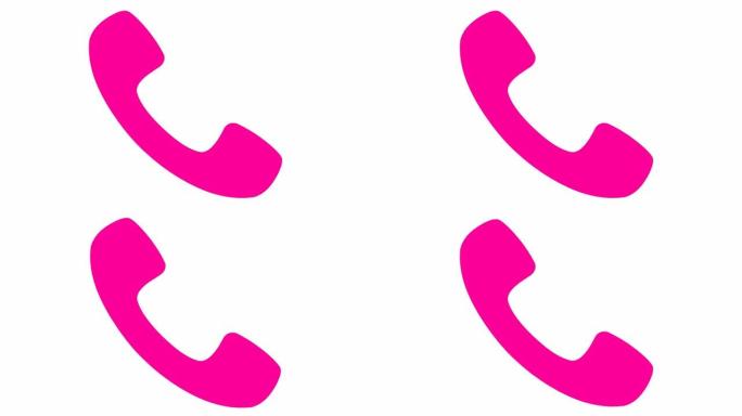 手机的动画粉色图标。手机的象征。沟通、支持的概念。循环视频。矢量插图孤立在白色背景上。
