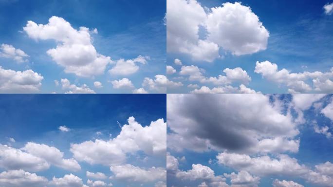 在晴朗的晴天，美丽的蓝天与云彩的时光倒流