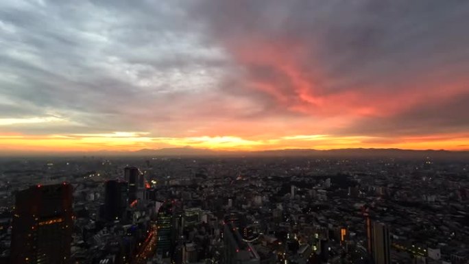 东京日落从涩谷天空