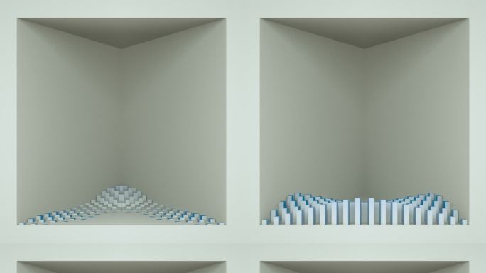 【裸眼3D】白蓝立体线条方形矩阵艺术空间