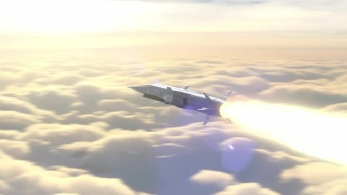 高超音速导弹在空中飞行。