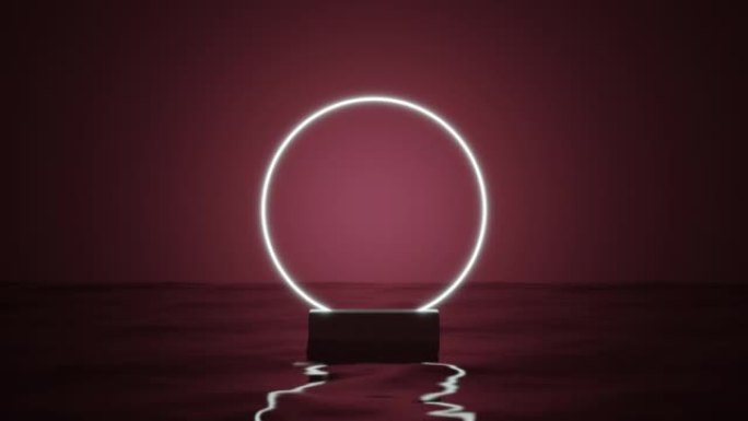 圆形照明3D讲台在水上，工作室场景
