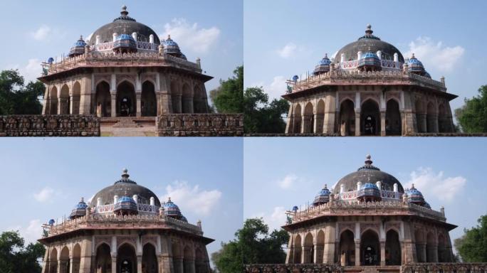 在一个阳光明媚的日子里，印度德里的莫卧儿皇帝胡马雍墓的美丽景色