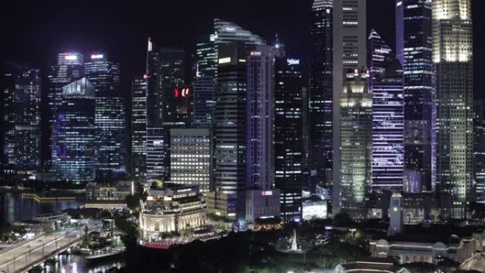 新加坡天际线现代都市繁华城市夜景