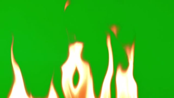慢动作视频绿屏背景上的火焰燃烧燃料