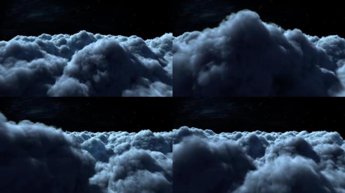 飞越电影般的蓝色夜云背景循环