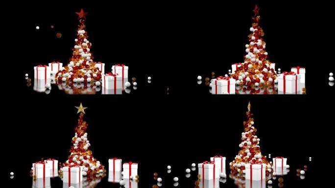 美丽的动画圣诞树。3D渲染
