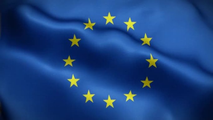 4K纹理旗帜的欧盟动画库存视频-欧盟旗帜在循环挥动-高度详细的欧盟旗帜库存视频