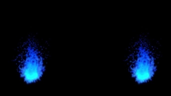 左右两侧两个燃烧的蓝色火焰的动画素材 (黑色背景)