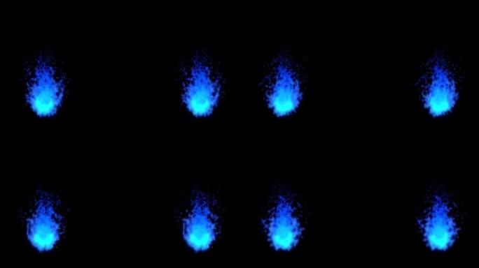 左右两侧两个燃烧的蓝色火焰的动画素材 (黑色背景)