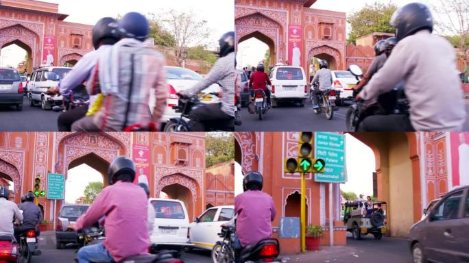 拉贾斯坦邦斋浦尔皮克市的交通移动镜头