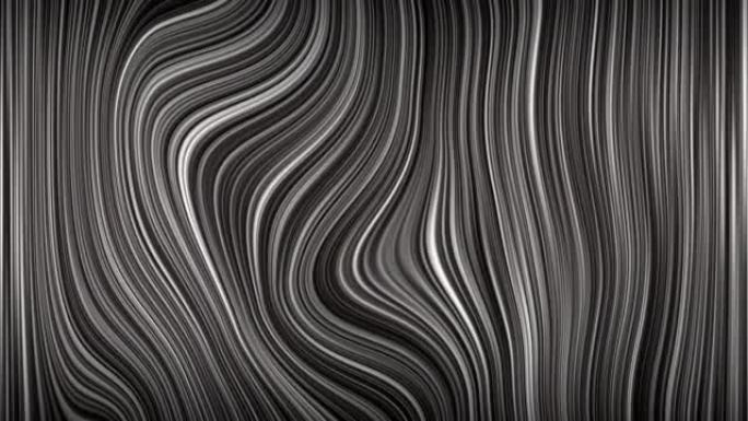 循环抽象催眠黑白混沌垂直渐变曲线线条动画背景。4k垂直黑白背景VJ循环。