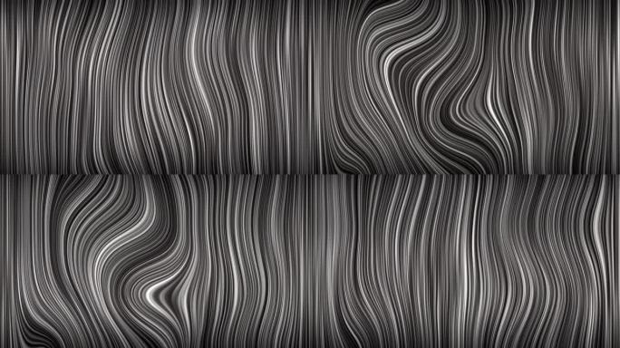 循环抽象催眠黑白混沌垂直渐变曲线线条动画背景。4k垂直黑白背景VJ循环。