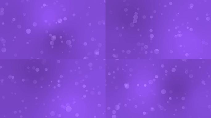 浅紫色，阴沉紫色，紫雨和shiner bokeh渐变背景循环运动。移动泡泡彩色模糊动画背景。具有柔和