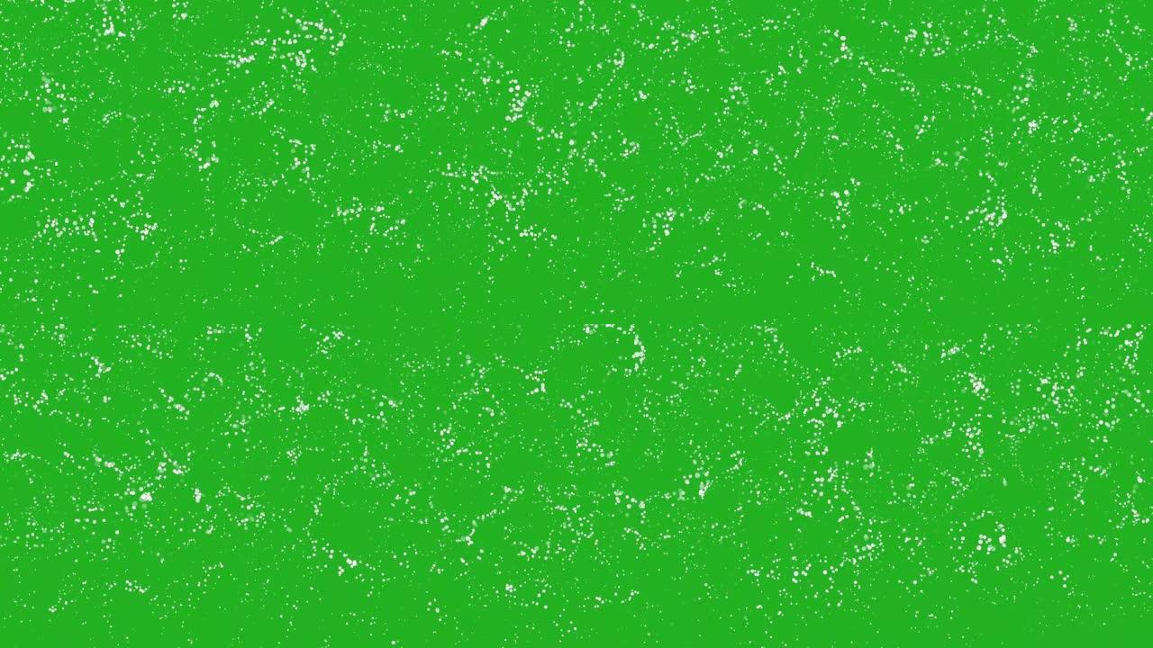 绿色屏幕背景的白色粒子向上运动