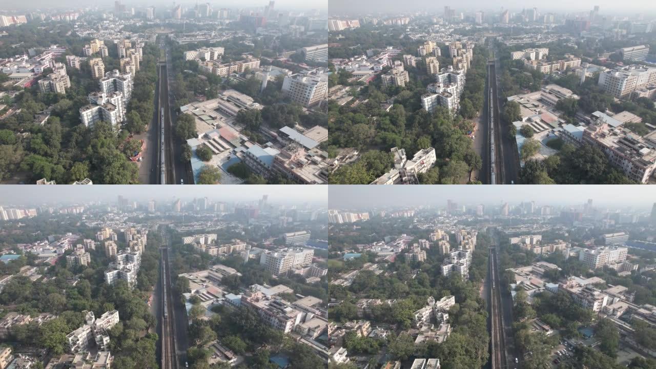 印度新德里康诺特广场的德里地铁航拍