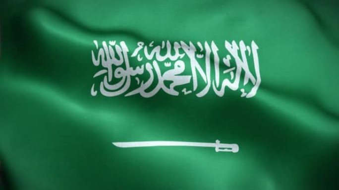 4K纹理的沙特阿拉伯旗帜动画股票视频-沙特阿拉伯旗帜在循环挥舞-高度详细的沙特国旗股票视频