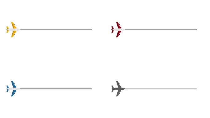 客机飞往目的地的动画集。飞机在进度条动画上飞行。阿尔法通道 (透明背景)