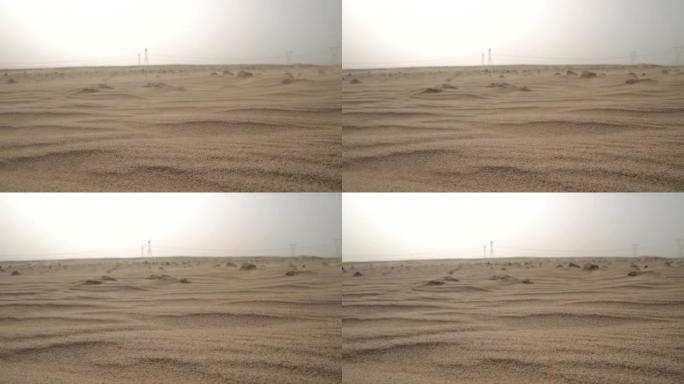 沙漠地区狂风的慢速运动