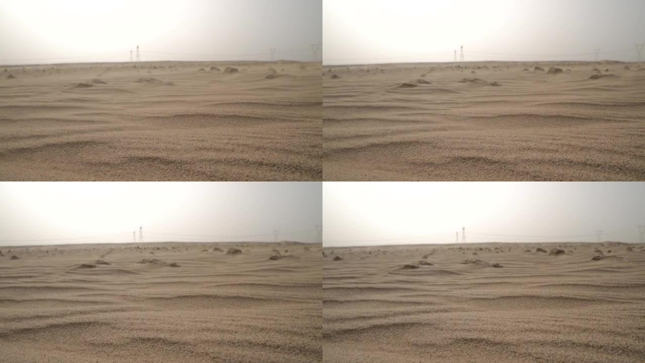 沙漠地区狂风的慢速运动