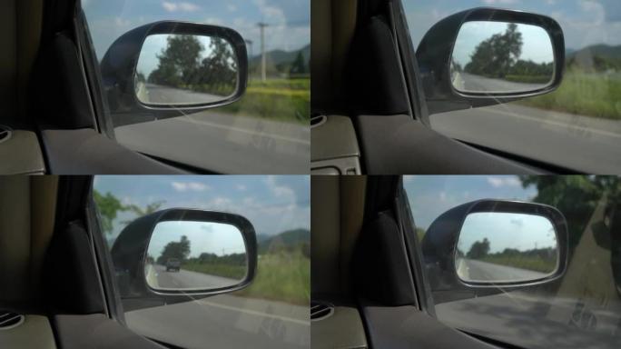 行驶中驾驶汽车的后视镜