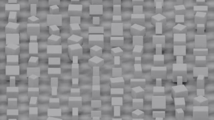 灰色随机长方体抽象图形3D背景循环视频
