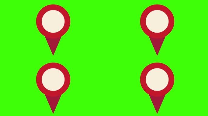 绿色屏幕上弹出4k动画圆形空白红色位置图标