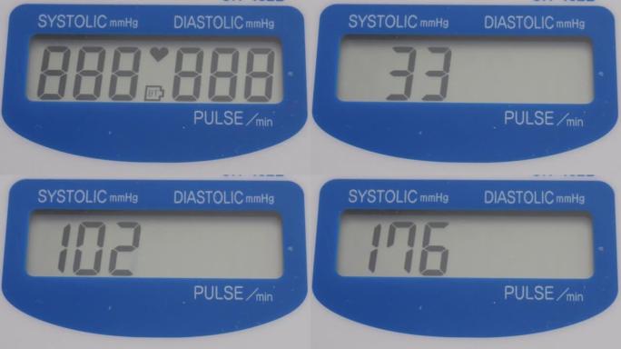 数字血压计屏幕上的140，86的轻微高血压