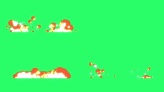 动画白烟效果隔离在绿色背景上。