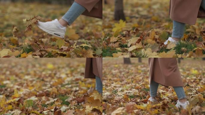 享受大自然的浪漫秋天散步的女人