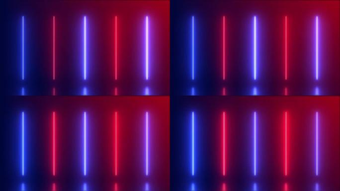 4k抽象未来蓝红霓虹激光线背景