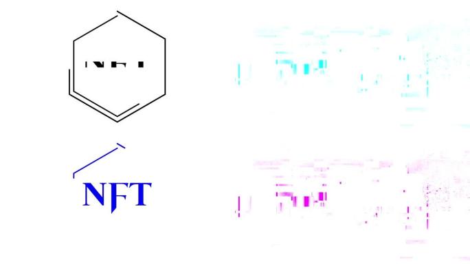 NFT密码符号动画。毛刺效应。NFT元宇宙概念。未来运动平面设计。4K