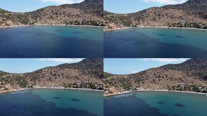 Denizkoy海滩鸟瞰图，带无人机的eos露营区。