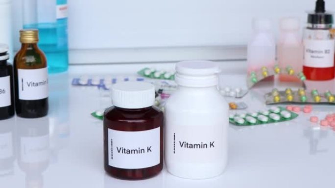 瓶装维生素k药丸，健康食品补充剂