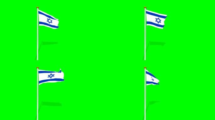 以色列国旗挥舞动画-以色列国旗股票视频