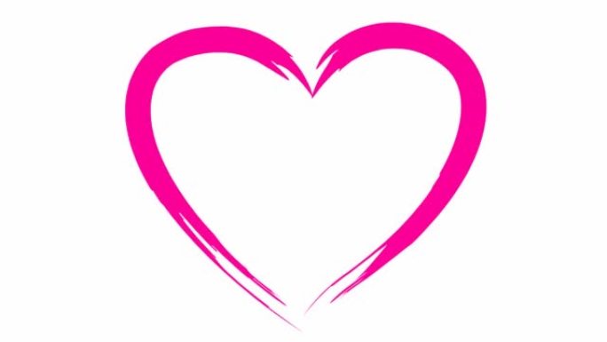 绘制了动画粉红色的心。循环视频。爱心、志愿、捐赠的理念。手绘矢量插图孤立在白色背景上。