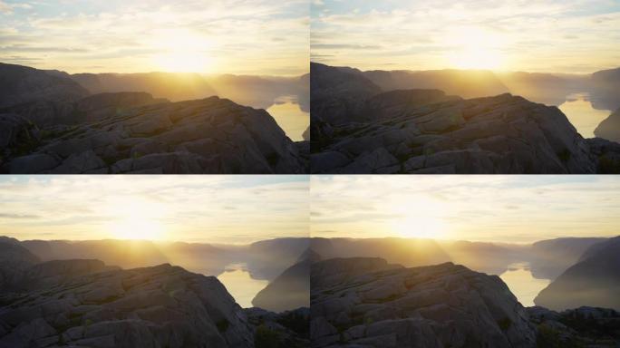 挪威峡湾的风景自然风景山阳光