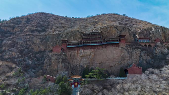 大同广灵圣泉寺航拍风光延时视频