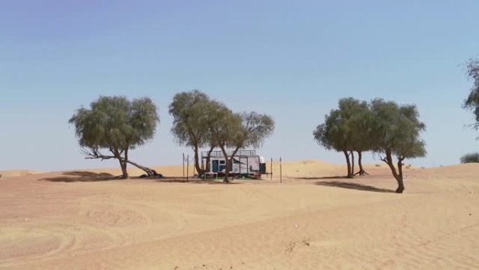阿联酋的树下露营沙漠