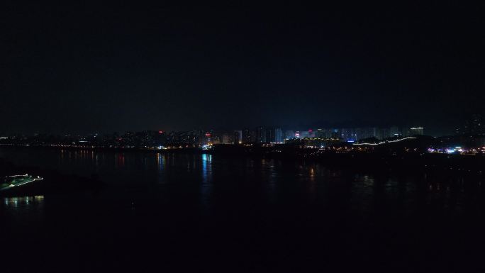 重庆市巴南区鱼洞客渡码头航拍夜景