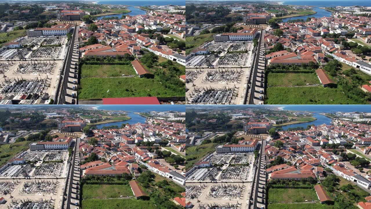 葡萄牙Vila do Conde渡槽的空中无人机视图