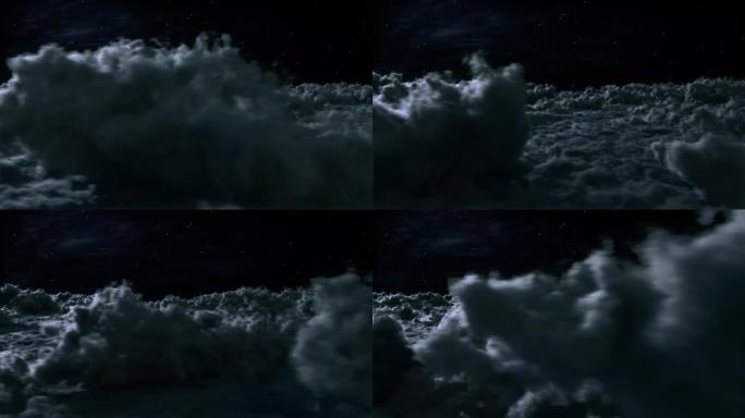 在电影夜云背景循环上方飞行