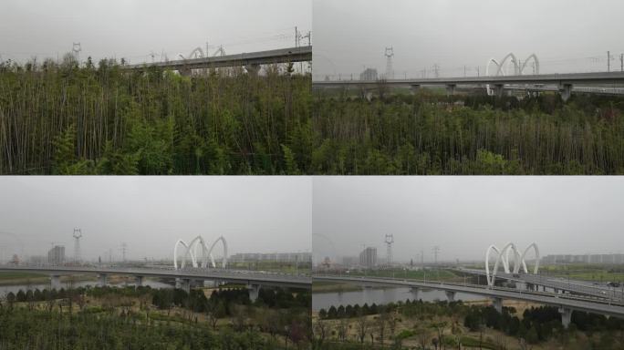 西安沣东沣河生态湿地公园镐京大桥